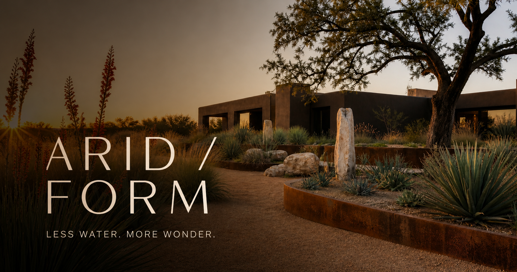 Arid Form West Texas xeriscape website concept by Solerix Solutions